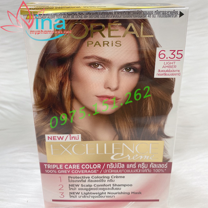 Thuốc Nhuộm Tóc Phủ Bạc L’Oreal Excellence Crème 6.35