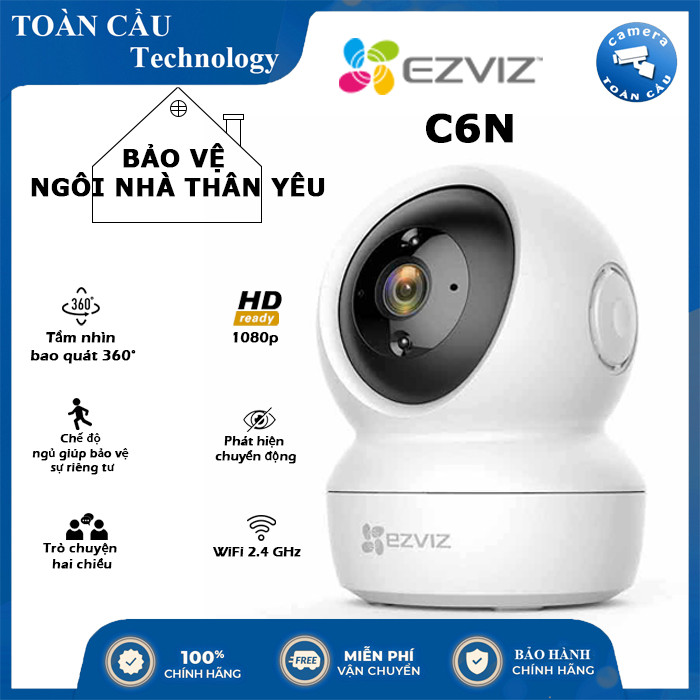 [100% CHÍNH HÃNG] Camera WIFI EZVIZ C6N 2MP (1080P) - Xoay 360 Thông Minh + Đàm Thoại 2 Chiều + Quay Theo Chuyển Động - Camera CS-C6N Giám Sát WIFI Không Dây - Camera Toàn Cầu