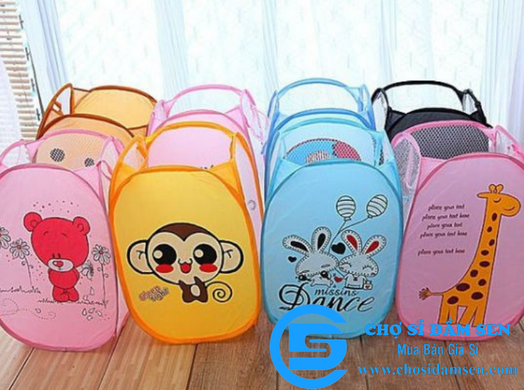 Sọt đựng đồ hoạt hình. sọt đồ đa năng dạng lưới tự bung, gấp gọn g249-sotdohh. giao màu ngẫu nhiên