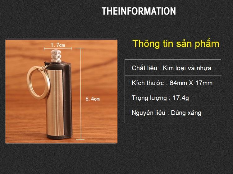 Combo 3 Bật Lửa Móc Khóa Diêm Xăng Vĩnh Cửu ( trụ tròn ) - Gia Phú Lock Store