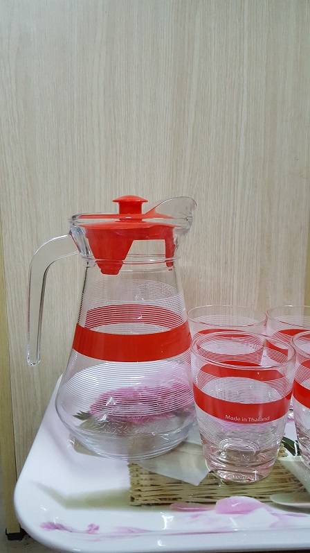 Bộ Bình Ly Thủy Tinh Thái Lan ( 1 Bình và 6 Ly )