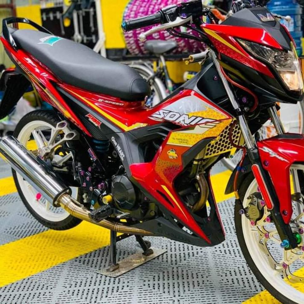 Tem xe sonic tem rời cao cấp dán xe full đỏ hoặc đỏ trắng
