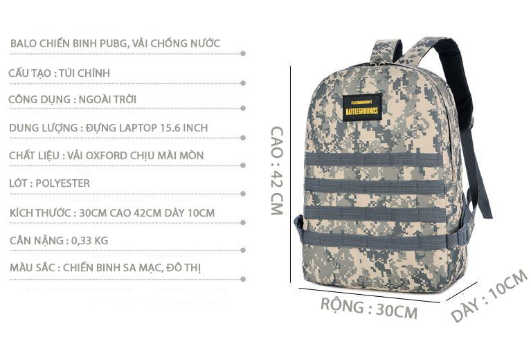 COMBO 2 BALO 3 PUBG VẢI OXFORD CHỐNG NƯỚC CHỐNG BÁM BỤI/ BALO PHƯỢT CHIẾN BINH (SIZE 40* 30* 10 cm)