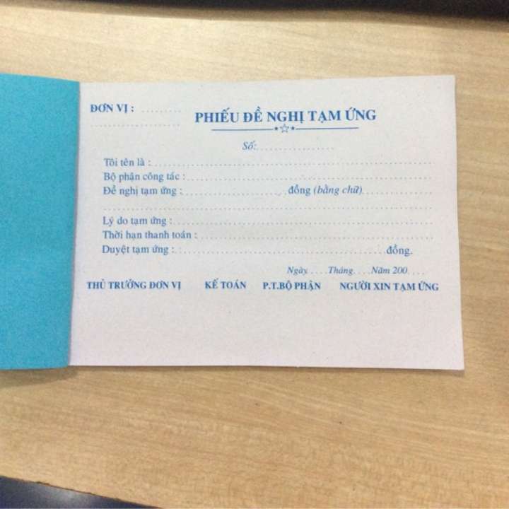 Giấy đề nghị tạm ứng. Do VPP Hiếu Cường cung cấp