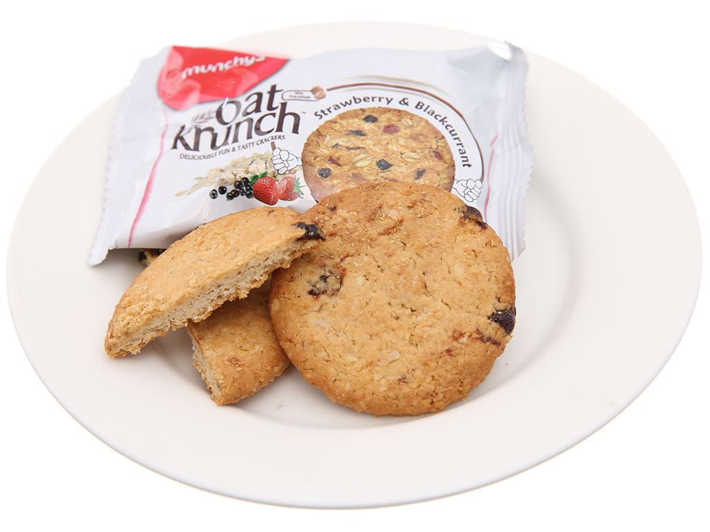 Bánh Quy Munchy's Yến Mạch Oat Krunch Dâu Tây & Lý Chua Đen (Hộp 6 gói)