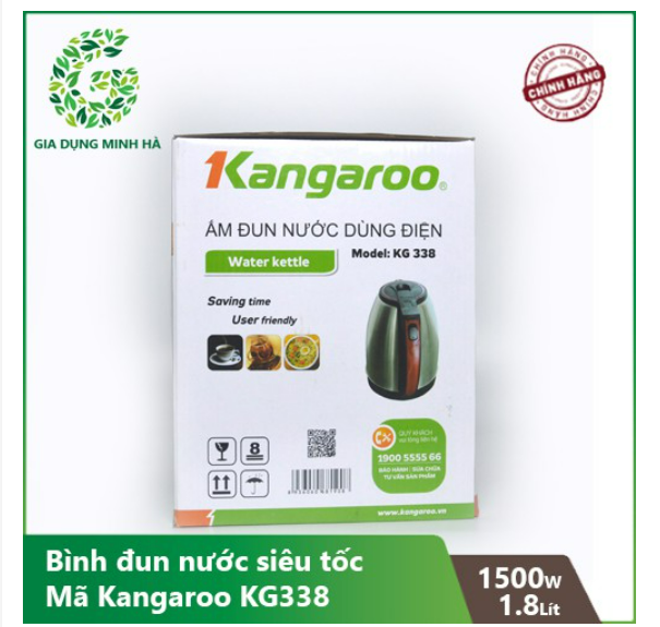 Bình đun siêu tốc Kangaroo KG338 - 1.8L Bảo hành
