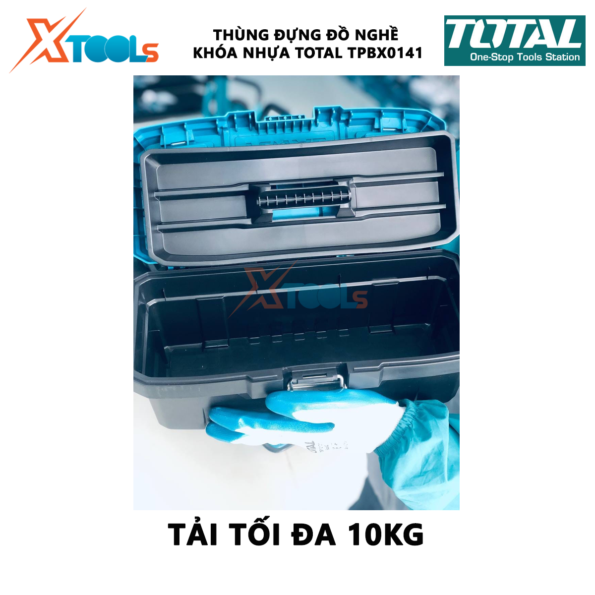 Thùng đựng đồ nghề TOTAL TPBX0141 14" | hộp đựng đồ nghề khóa nhựa pp tải 10kg tay cầm độ bền cao
