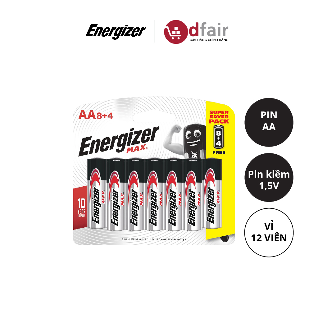 [Vỉ 8 Tặng 4] Viên Pin AA Energizer Max E91 BP8+4