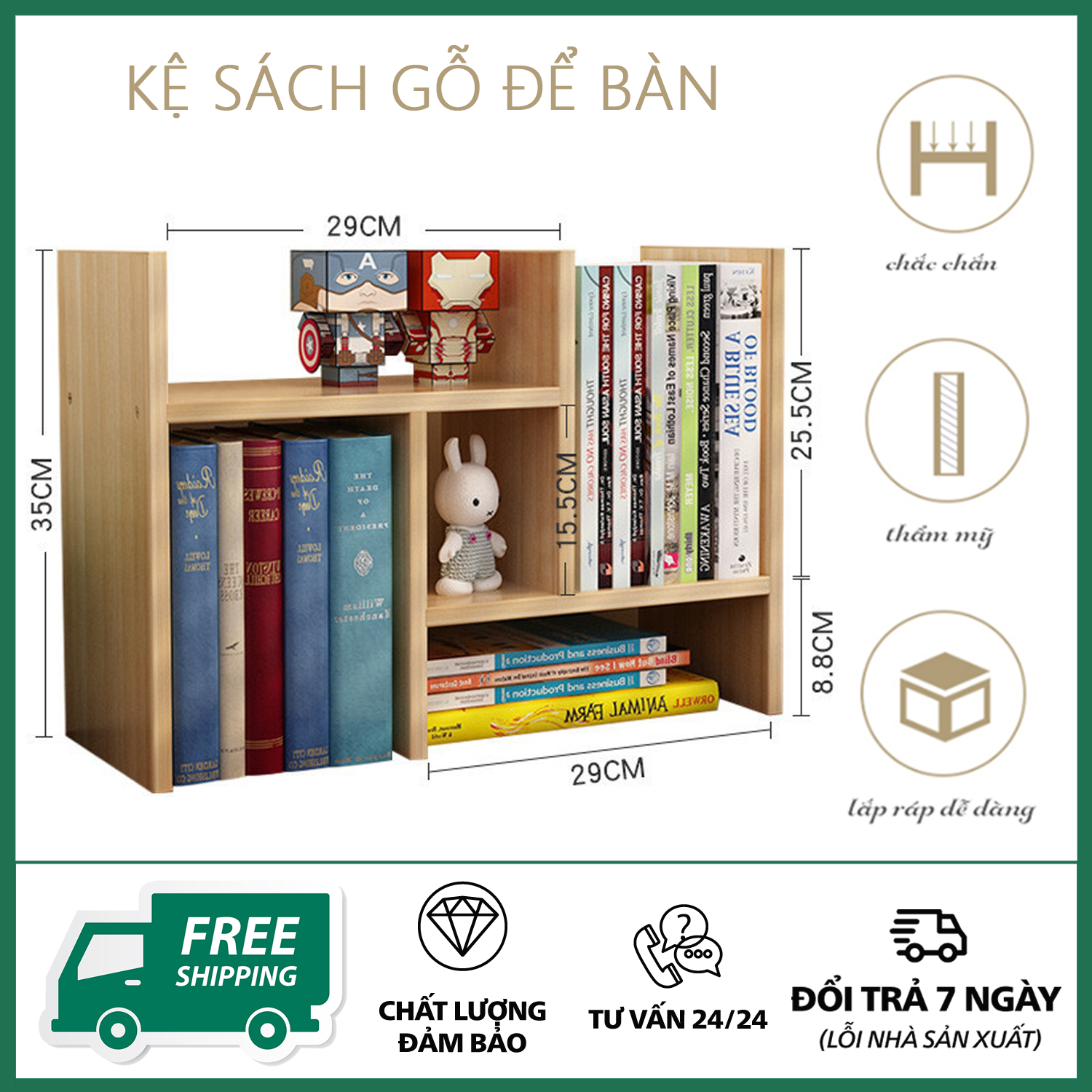 Kệ sách gỗ - Kệ sách để bàn- Kệ Sách, Giá Sách, Kệ Sách Để Bàn, Kệ Sách Mini Cao Cấp, Giá Sách Để bàn, Kệ Để Bàn Mini Tiện Lợi [ RẺ VÔ ĐỊCH ]