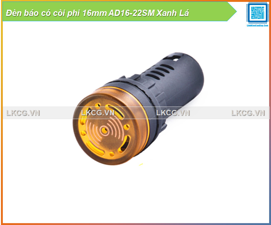 [Rẻ vô địch] Đèn báo có còi phi 16mm AD16-22SM Xanh Lá