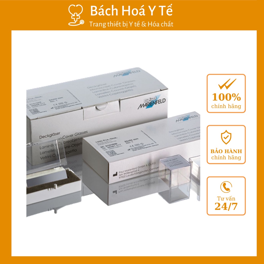 Lamen kính hiển vi, 22x22 mm, marienfeld, hộp/ 1000 cái