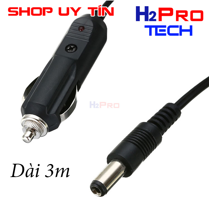 Dây nguồn 12V 24V 120W cho ôtô xe máy đuôi đực dài 3 mét jack DC đực 5.5x2.1 mm