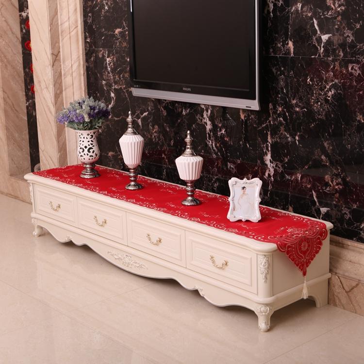 Màu Đỏ Máy Tính, Ti Vi Vải Đậy 32 42 Inch Thêu Hoa Vải Đậy Ti Vi Máy Chống Bụi Khăn Phủ Tủ Tivi Khăn Trải Bàn