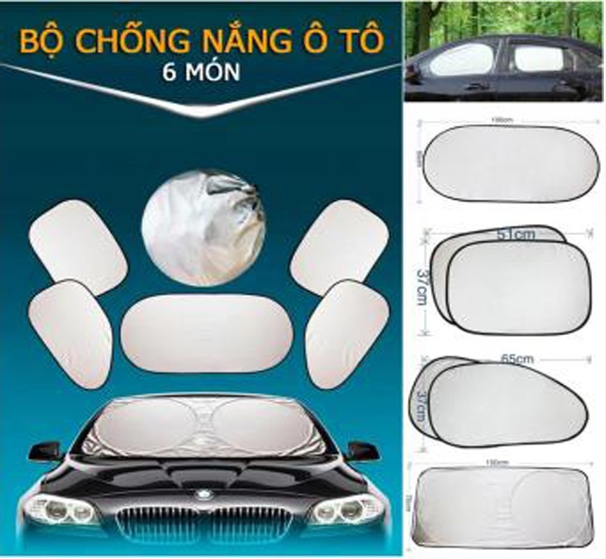 BỘ 6 MIẾNG CHẮN NẮNG Ô TÔ MÀU BẠC