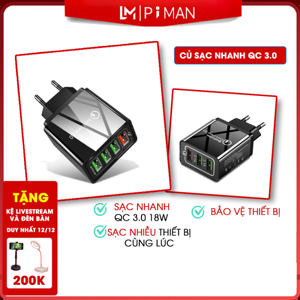 Củ Sạc Nhanh Piman Chuẩn Quick Charge 3.0 18W  - Củ sạc tích hợp mọi loại thiết bị và điện thoại P211