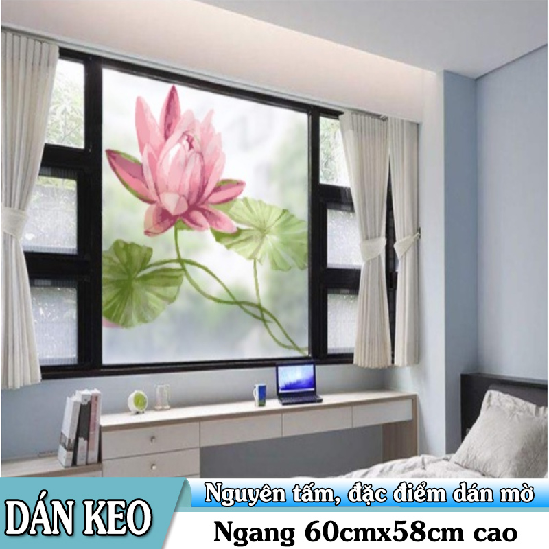 [HCM]Decal dán kính cao cấp - Hoa Sen Lớn (60x58cm )-DK7179