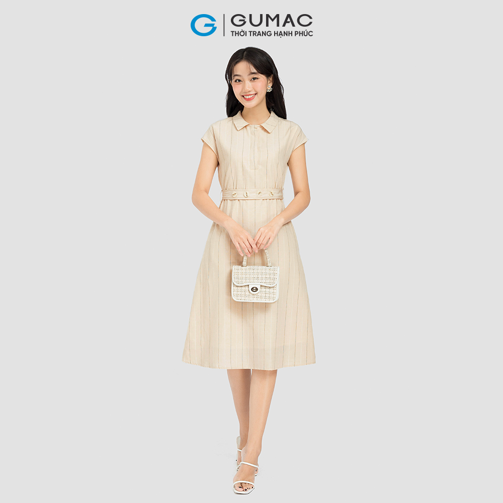 [CHỈ 15-17.3 | TẶNG ÁO THUN ĐƠN 699K] Đầm form suông GUMAC, đầm cổ sơ mi form suông DC08067