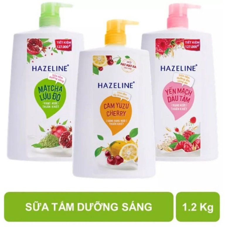 SỮA TẮM HAZELINE 1kg trắng sáng mịn da(nắp trắng)
