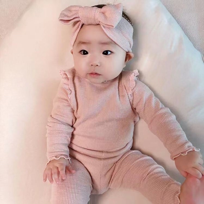 [Bèo Nhún] Bộ kèm turban cho bé mã 35048