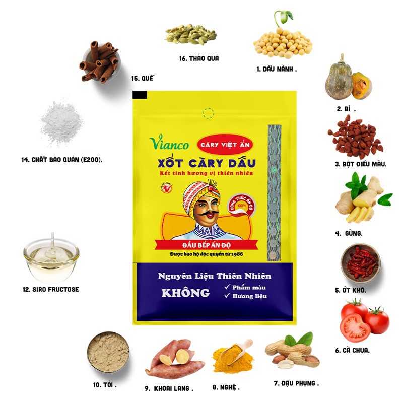Xốt cà ri dầu/Bò kho dầu Vianco gói (18g)