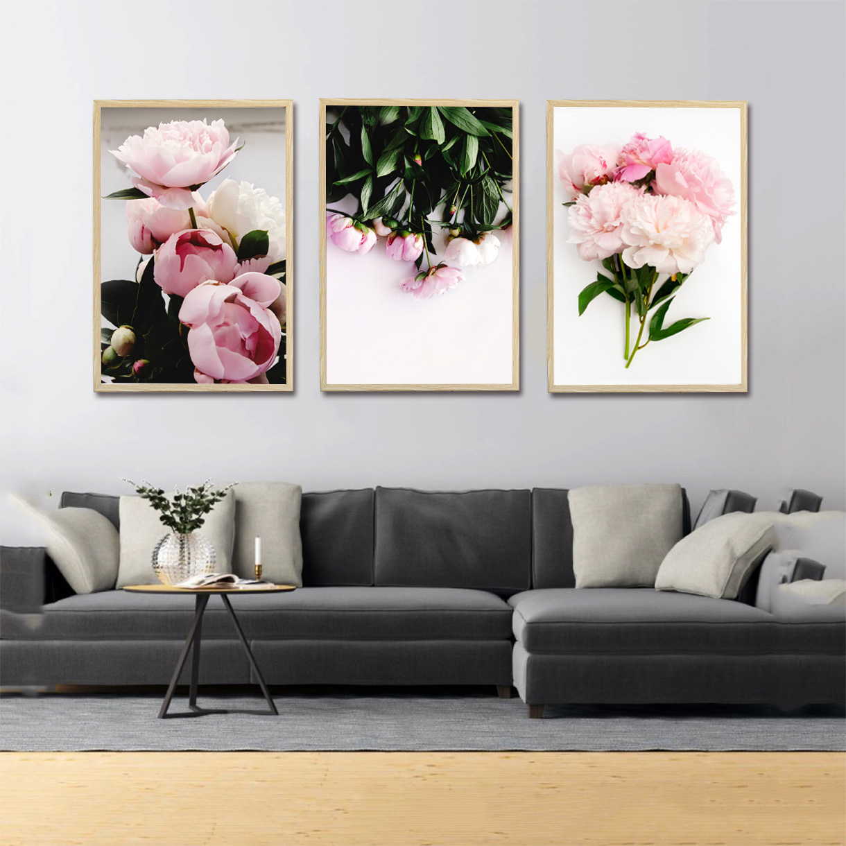 Bộ 3 tranh hoa mẫu đơn treo tường tranh canvas treo tường trang trí phòng ngủ Tranh hoa nghệ thuật Tranh hoa đẹp tranh hoa treo tường đẹp