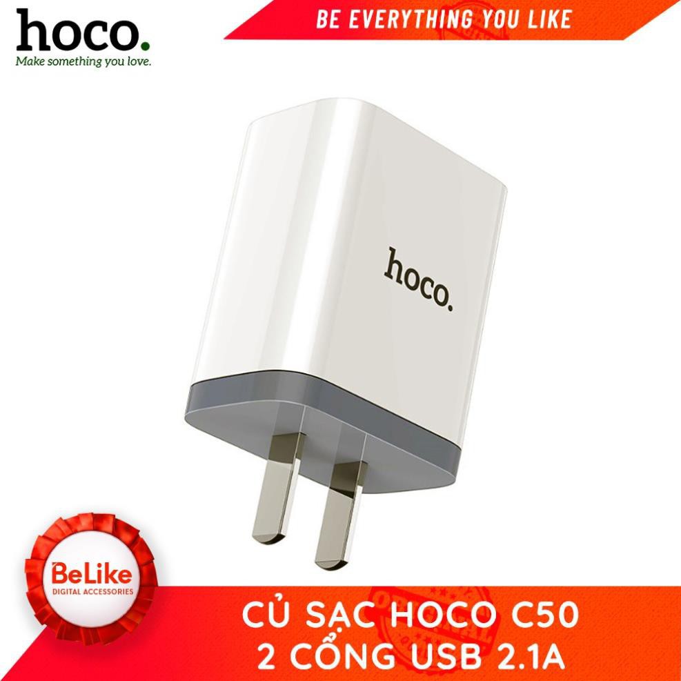 Củ Sạc iphone, Củ Sạc Nhanh iphone 2 cổng Hàng Chính Hãng Hoco C50