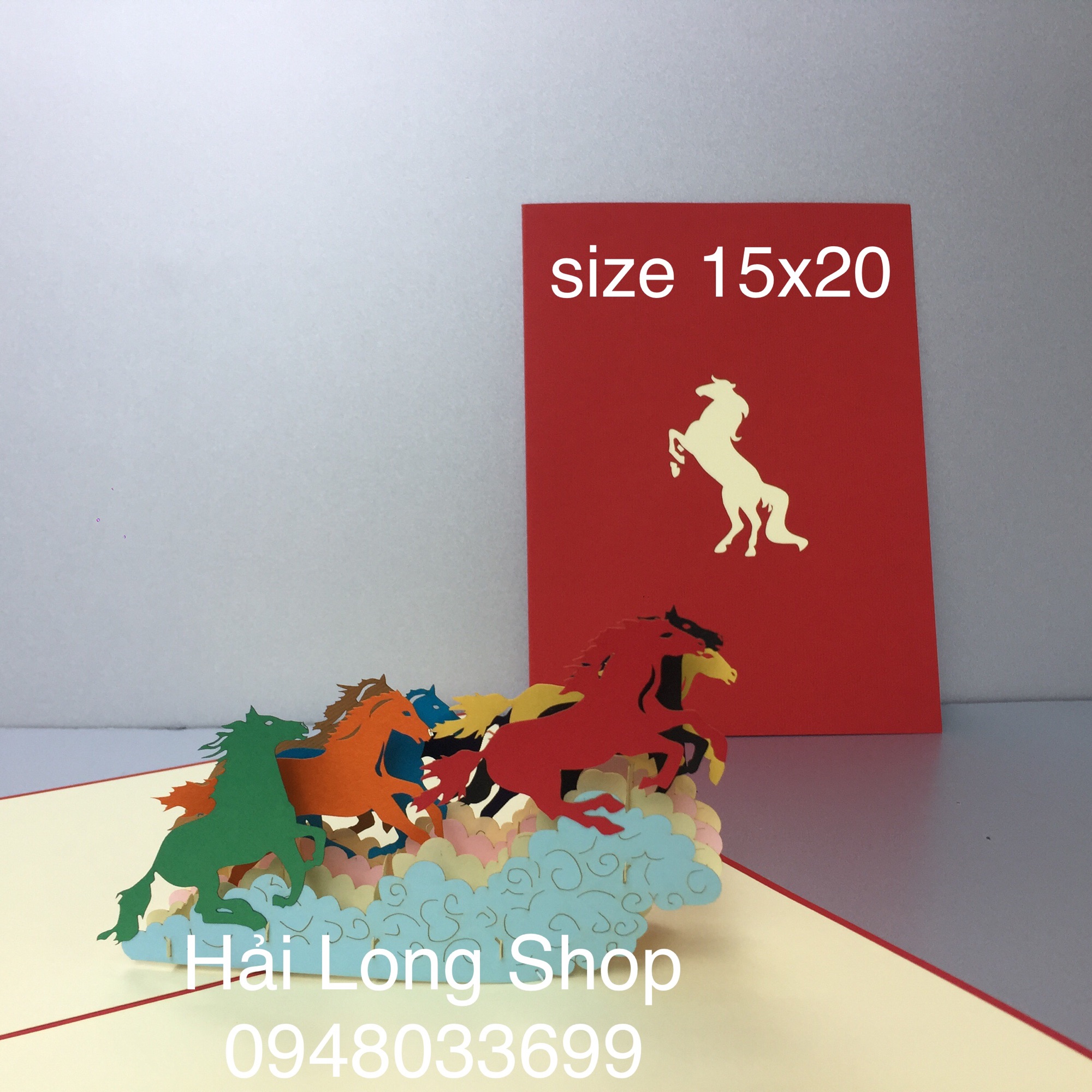Bát mã 1 - horse - thiệp 3d