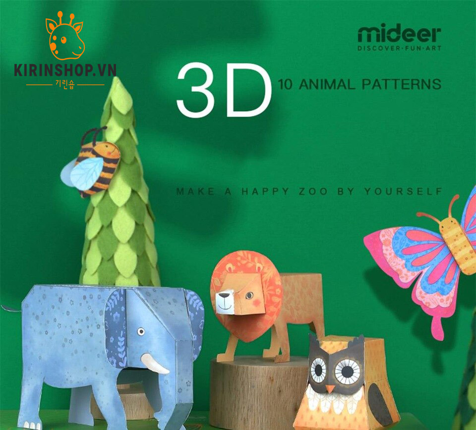 Bộ Xếp Hình 3D - Động Vật Quanh Ta - Mideer (Bộ)