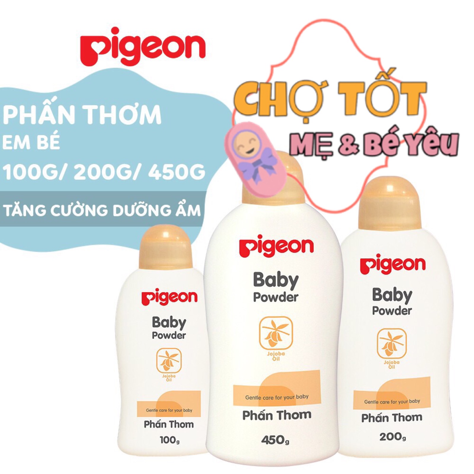 Phấn thơm em bé pigeon nắp vàng 200gr
