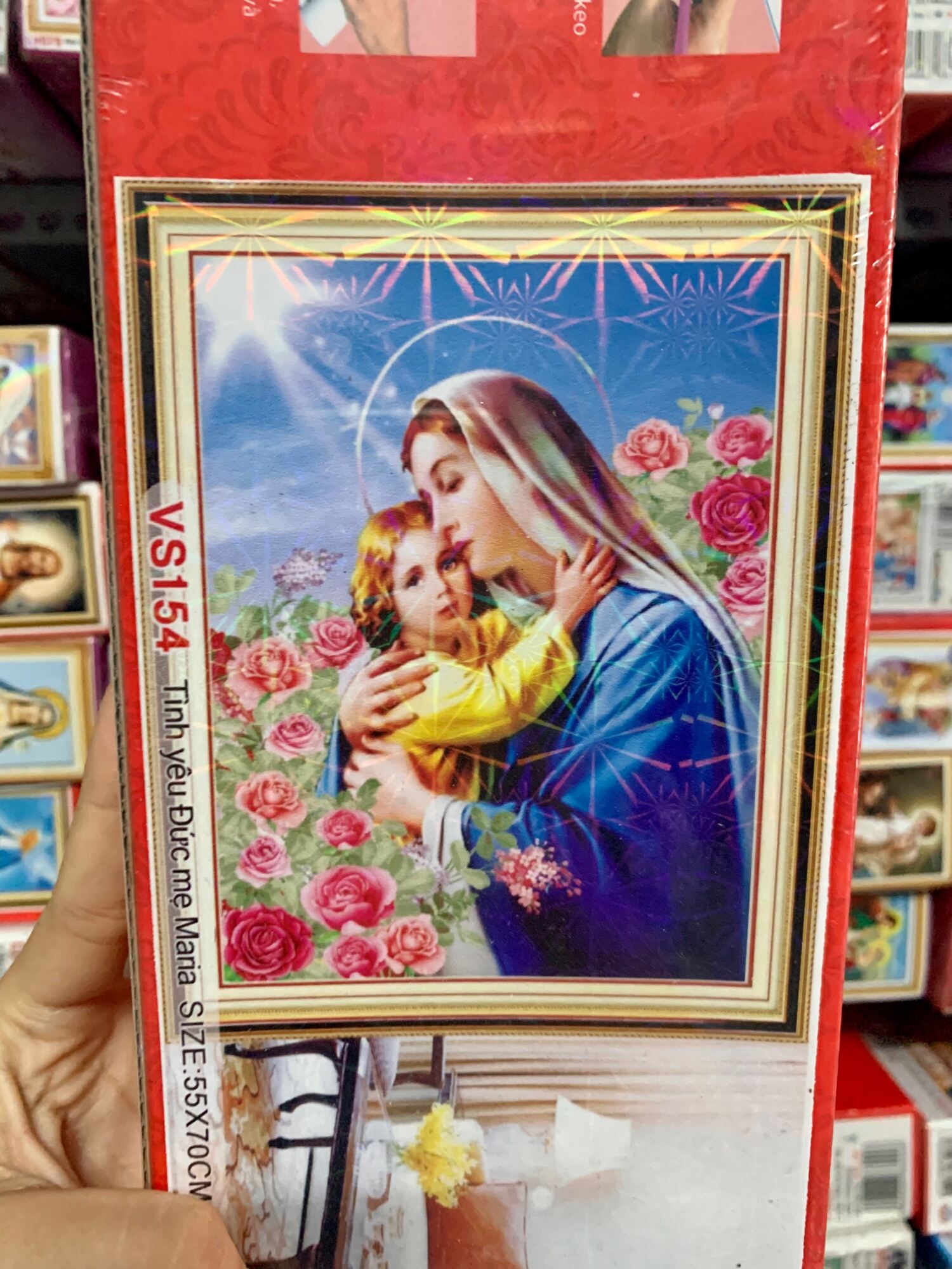 Tranh Đính Đá ĐỨC MẸ  (ĐÁ ABC CAO CẤP). Kích Thước: 55x70cm