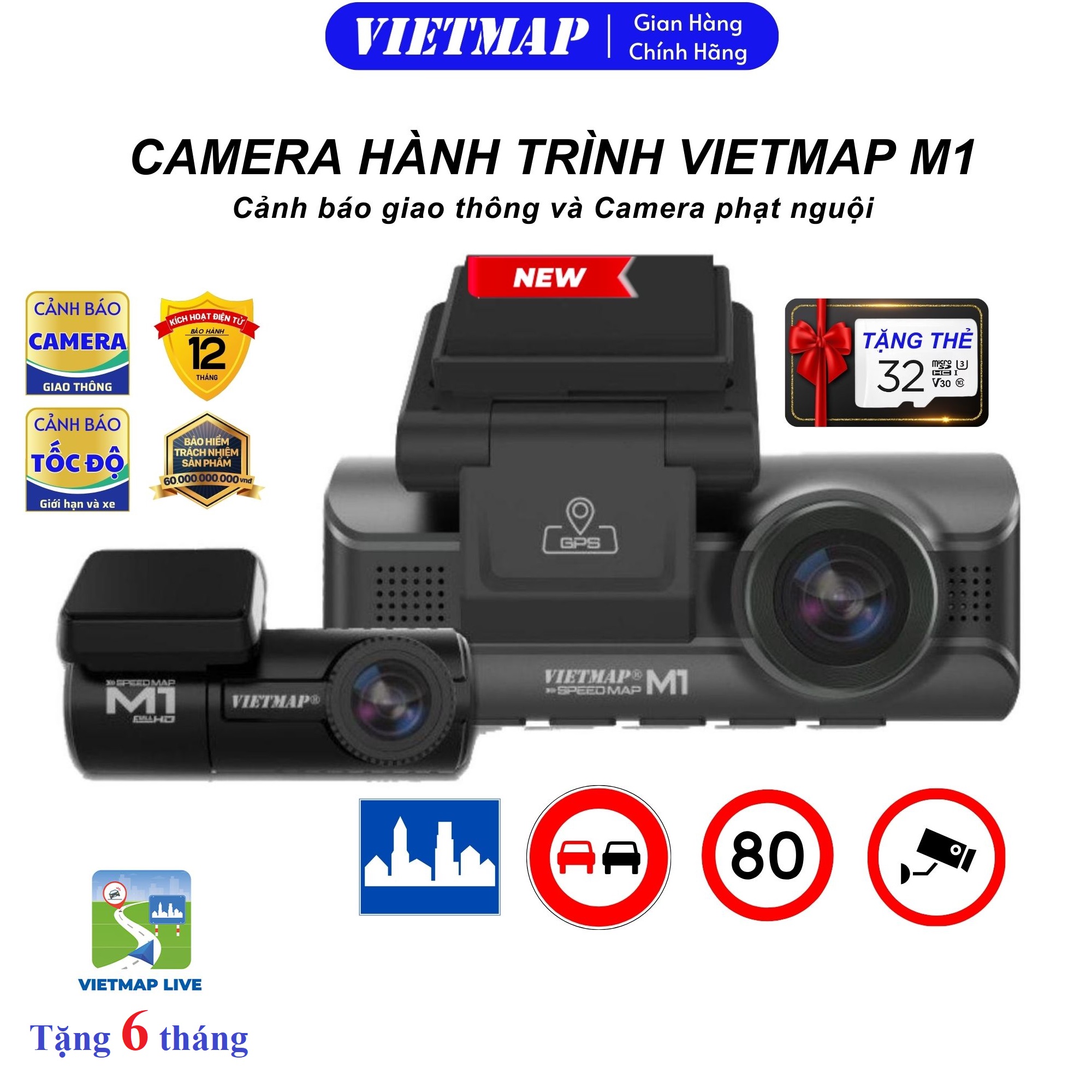 Camera hành trình Vietmap Speed Map M1 [ Tặng thẻ nhớ 32G]