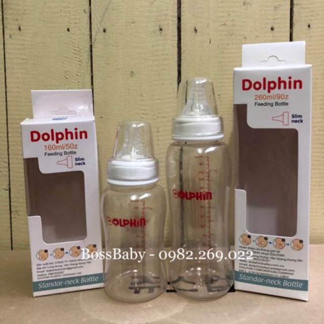 Bình sữa streamline cổ hẹp dolphin 80ml/160ml/260ml