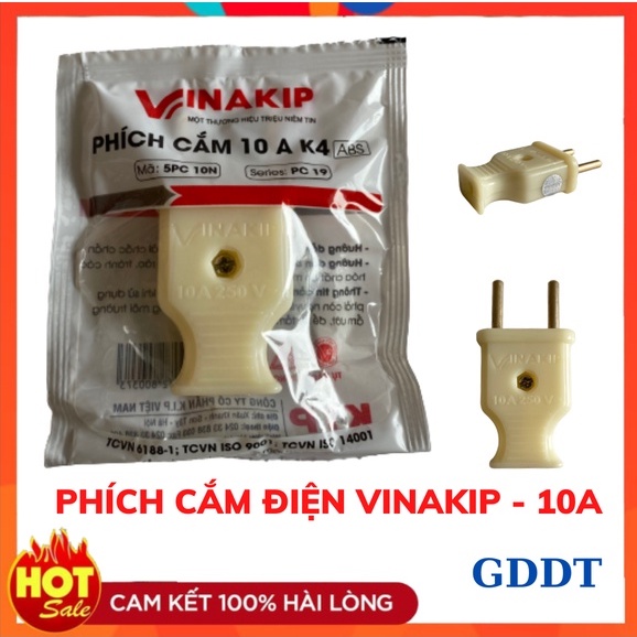 Phích cắm điện, Phích cắm điện vinakip 10A (Chân tròn)