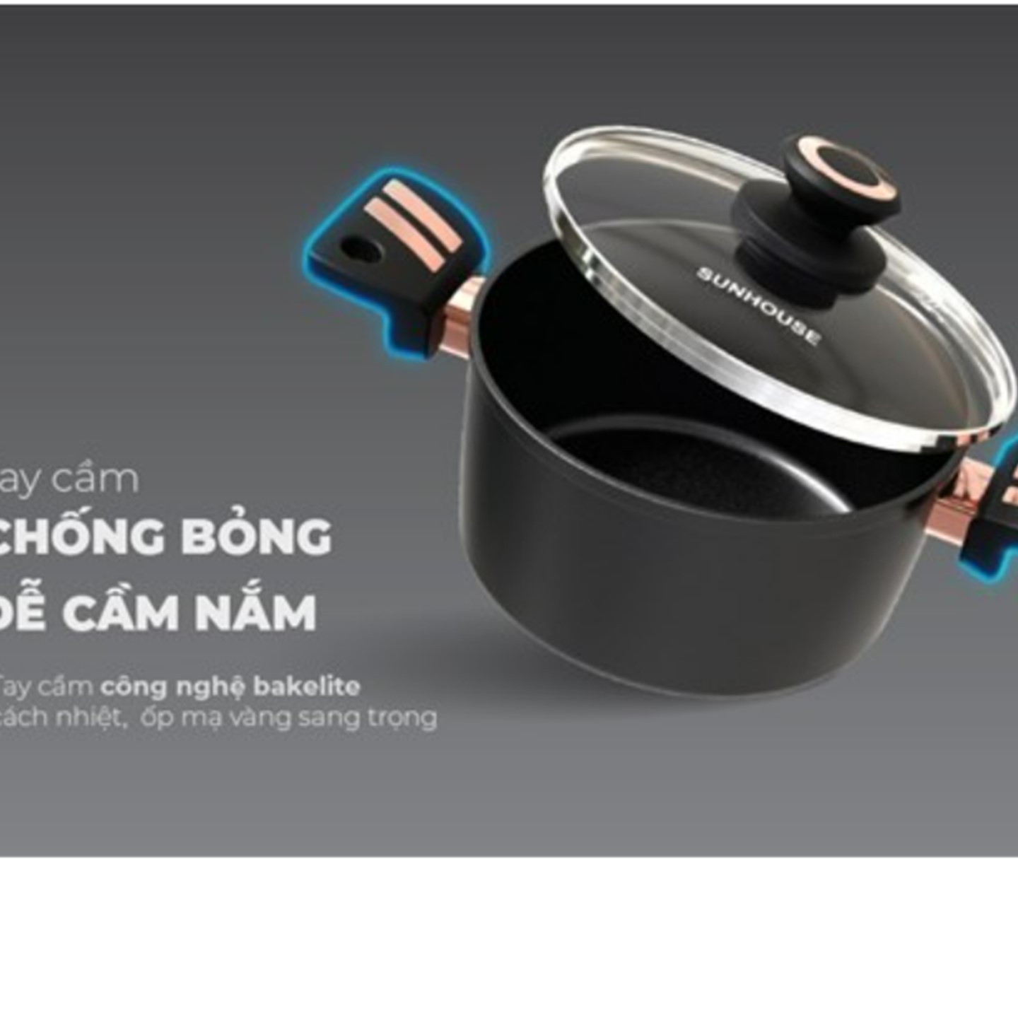 Sunhouse st221b ultra titanium non-stick pot set