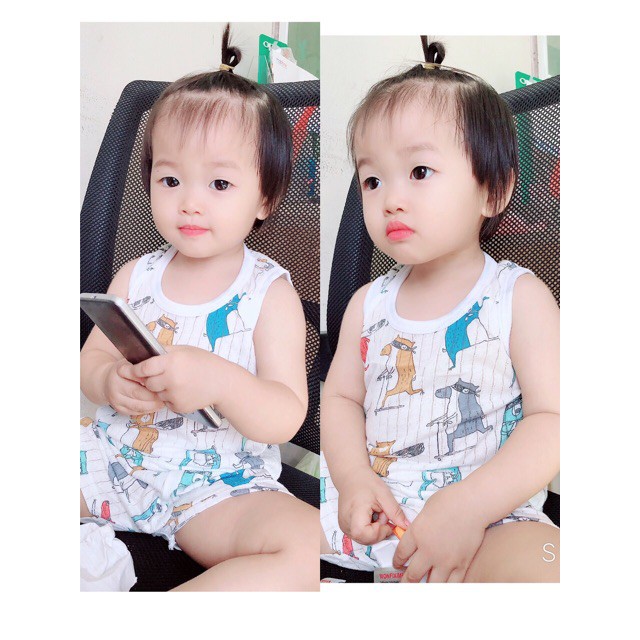 [Xả hàng] Bộ cotton giấy sát nách mát mềm cho bé yêu