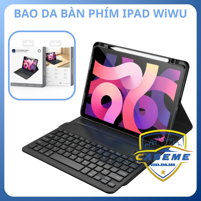 Bao da bàn phím iPad Gen 11 A16 2025 WiWU MK-006 – 3 trong 1 kèm bút cảm ứng