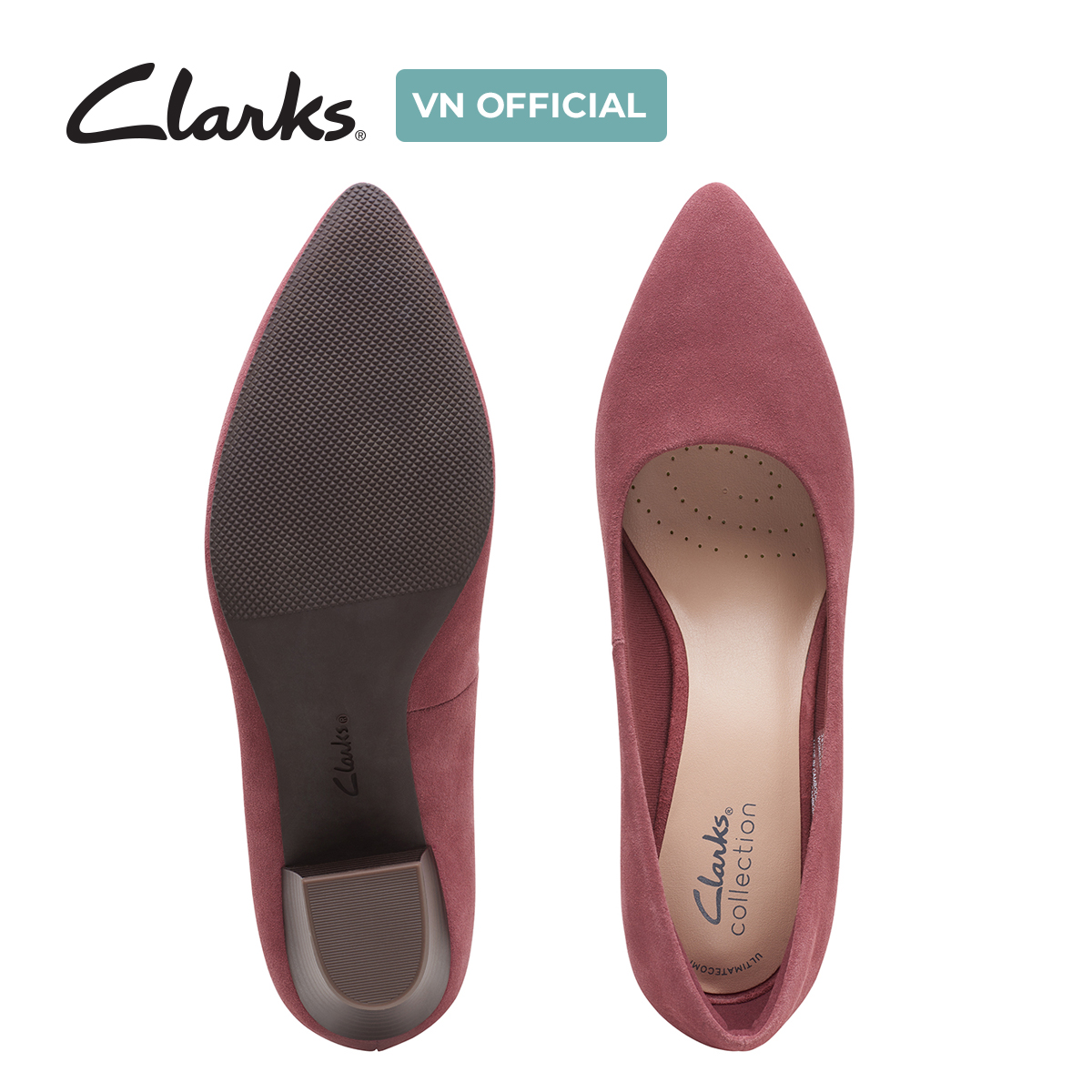Giày Cao Gót 5cm Da Lộn Nữ Clarks - Teresa Step