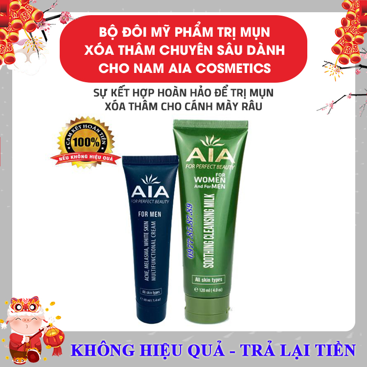 Bộ mỹ phẩm cho nam gới mụn xóa thâm trắng da chuyên sâu AIA Costeics