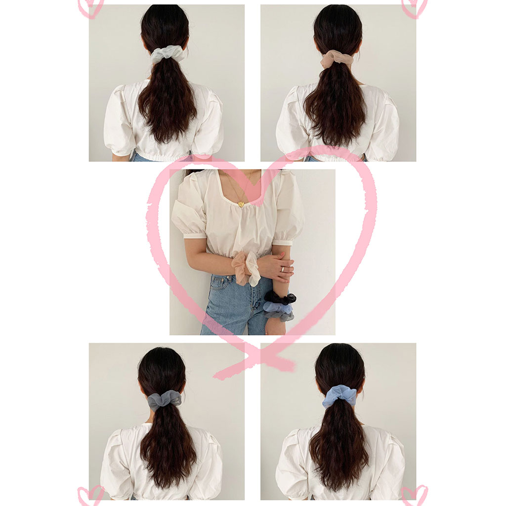 Dây cột tóc vải Scrunchies Trơn 5 màu pastel CT57