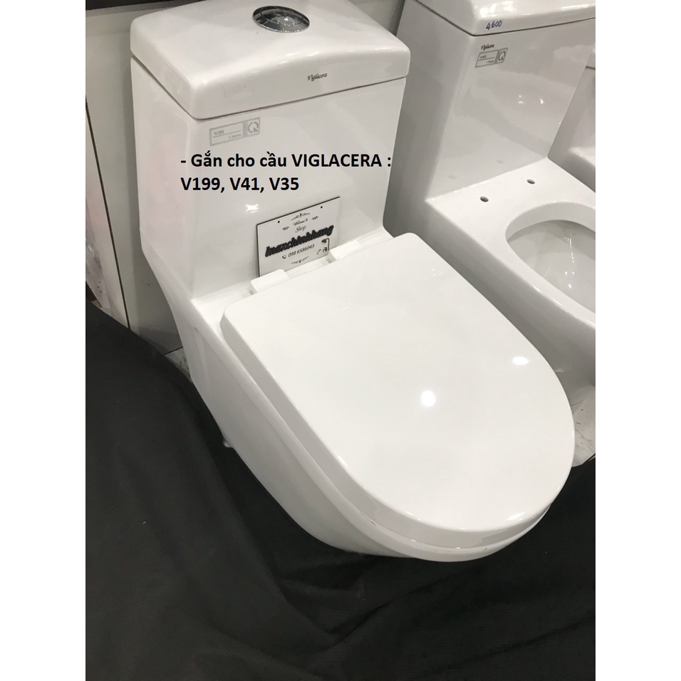 Nắp bàn cầu rơi êm liền khối cho thay thế cầu viglacera, v199,v41,v35 - nắp dày dặn sáng bóng