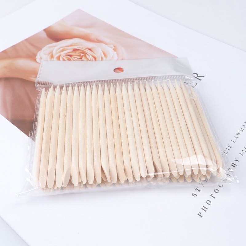 Set 100 que gỗ làm móng, chấm khoé móng