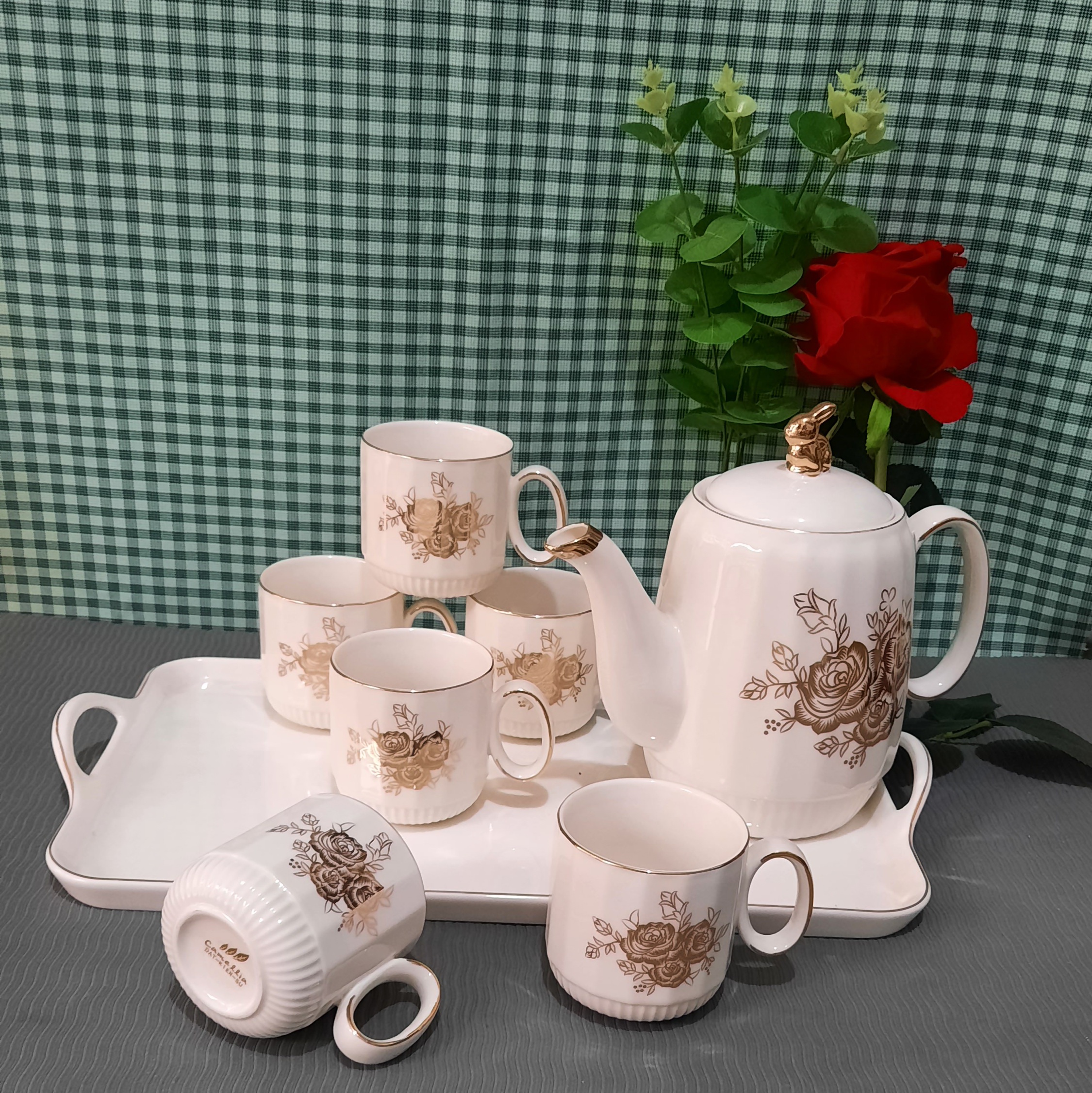 Bộ ấm chén sứ cao cấp kèm khay