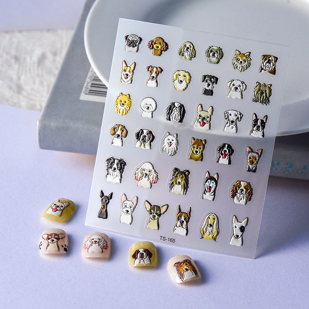 Sticker Lụa Nổi 5D | Đầu Bé Chó | Hình Dán Móng Tay TS-165