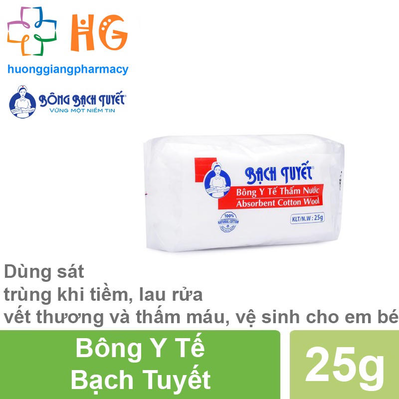 Bông Y Tế Bạch Tuyết (5g, 10g, 25g) - Dùng để sát trùng khi tiềm, lau rửa vết thương và thấm máu, vệ sinh cho em bé