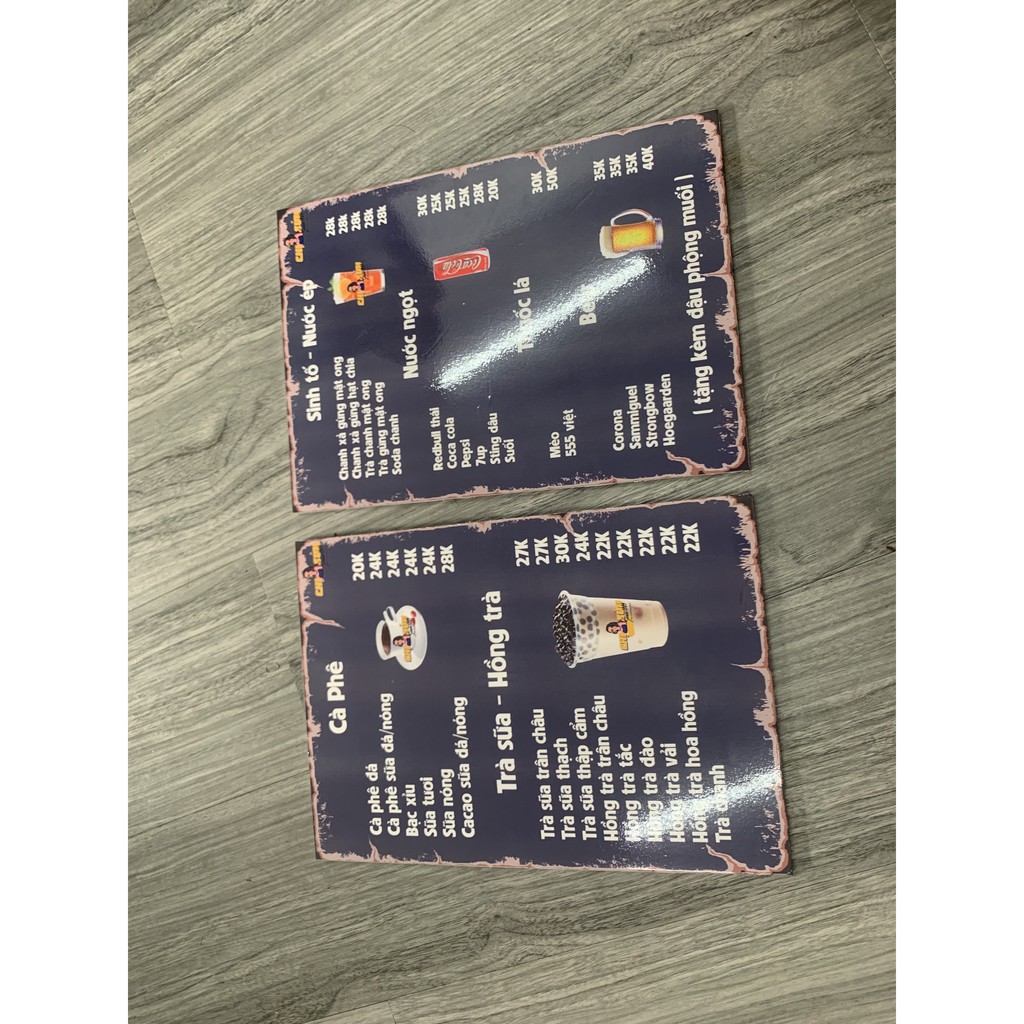 In Menu Cứng Dày Intemre.com Để Bàn Formex (Format) KT: A5, A4, A3