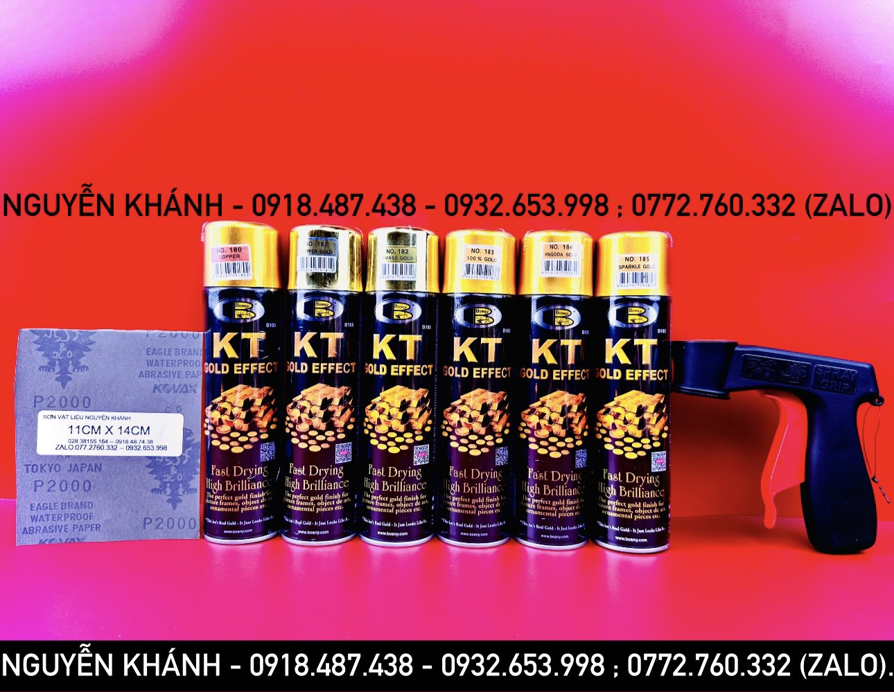 Sơn phun mạ vàng kt gold effect ( Bosny) có 6 mã màu
