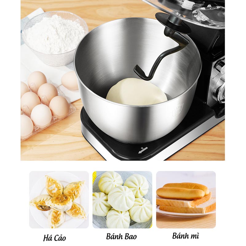 Máy trộn bột làm bánh đánh trứng đánh kem xay thịt xay trái cây cán sợi mì,sợi phở.... làm bếp toàn năng 9 trong 1, hàng chính hãng