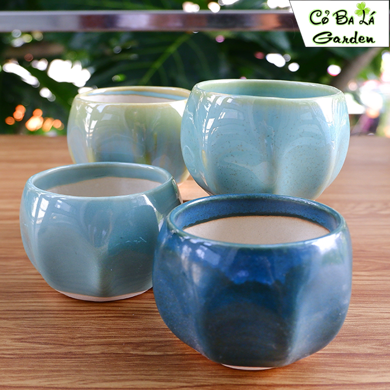 Chậu sứ bát tràng Hình Múi Men Hỏa Biến