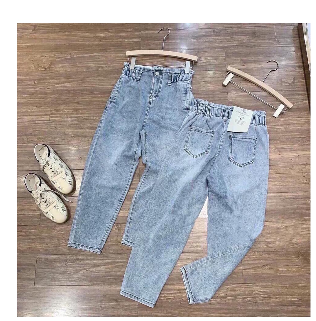 Quần jean nữ LƯNG THUN BAGGY- XANH NHẠT - SIÊU HOT 9883 FV13