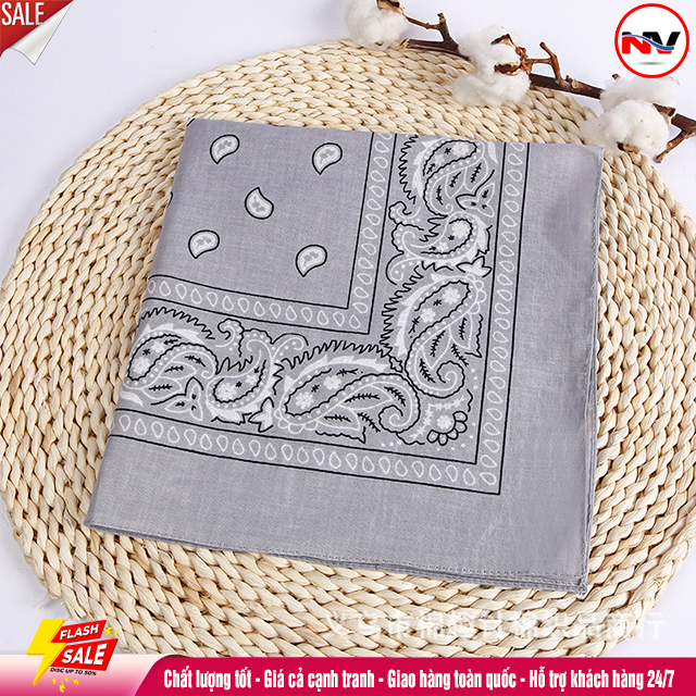 Khăn Turban Bandana Cotton Vuông Hip Hop Họa Tiết Size 55x55 cm Đa Năng